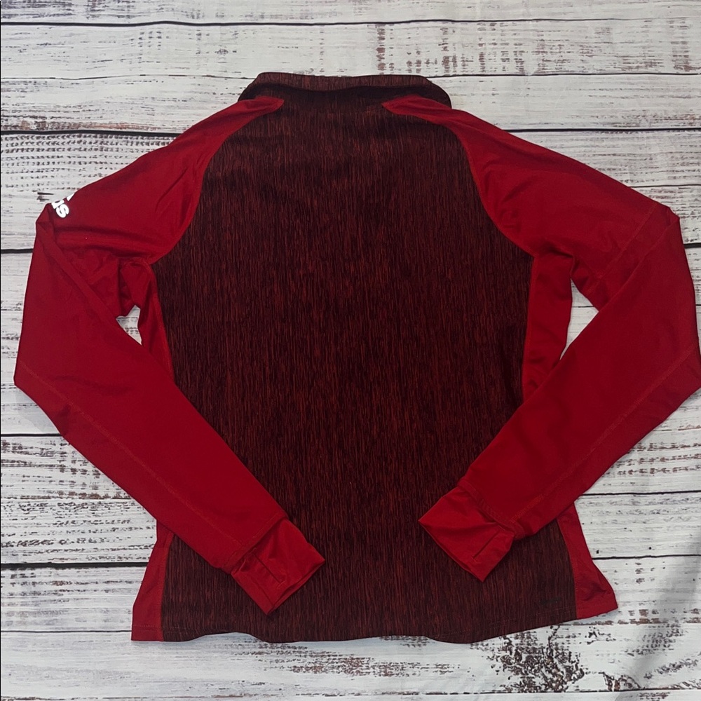 Adidas Detroit Red Wings Women's Red Vertical Heather 1/4 Zip Performance Jacket - Picture 5 of 6